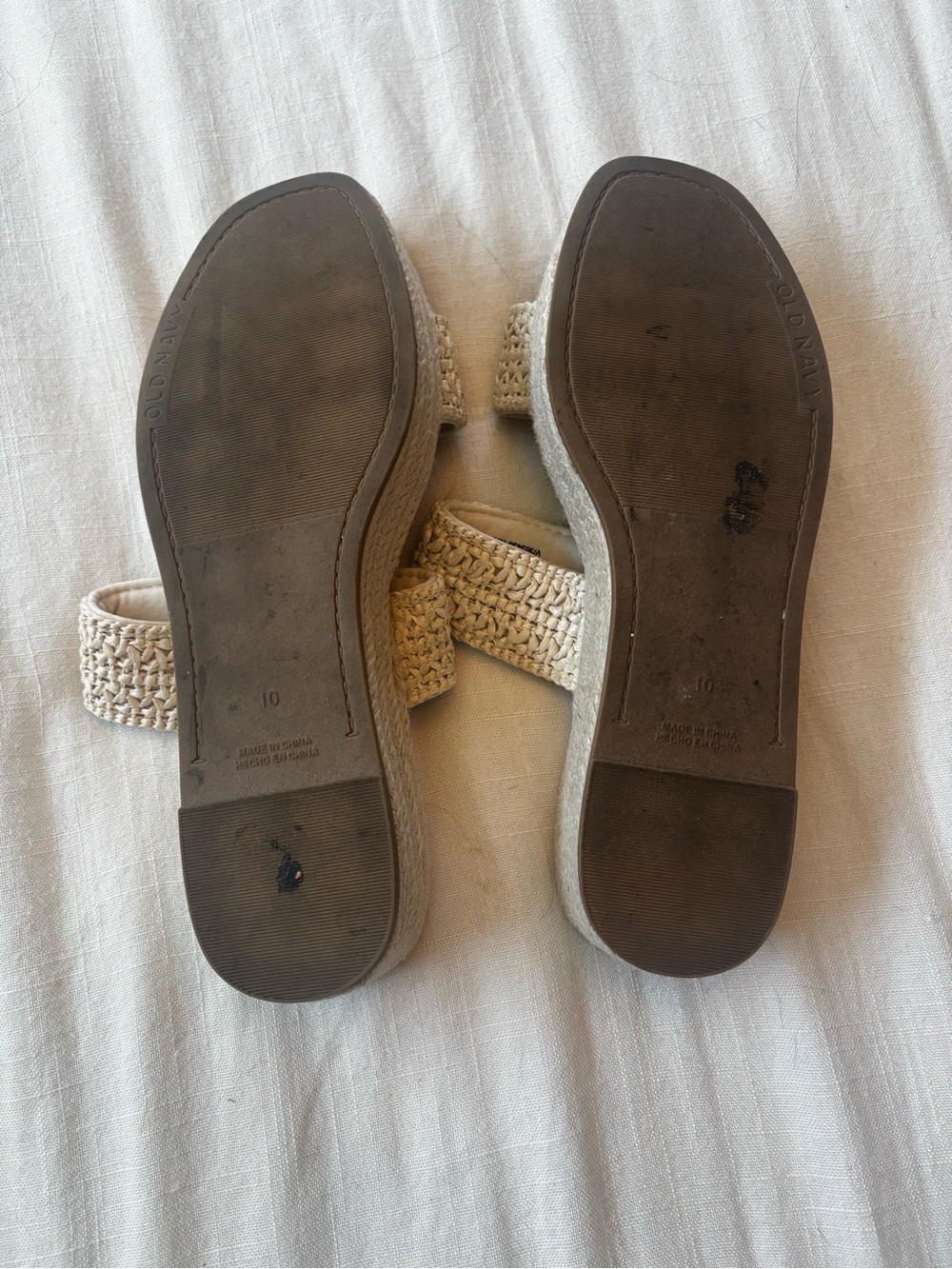 Old Navy Woven Double-Strap Platform Sandal - Cream Size 10 - Picture 4 of 4